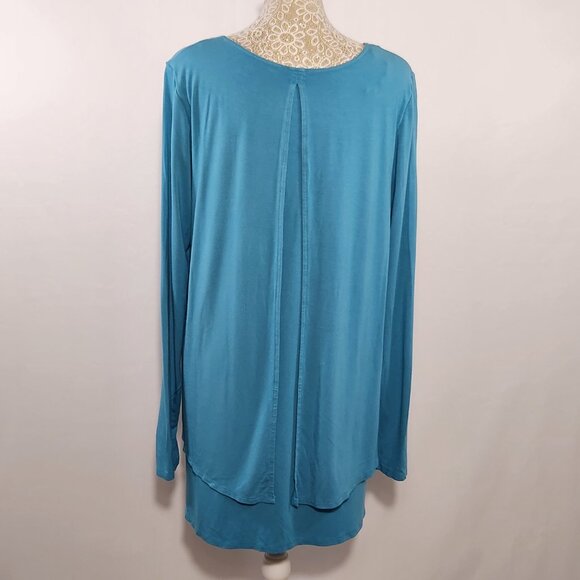 Soft Surroundings Women Size M Aqua Perfect Layers Jersey Knit Tiered Tunic Top - Picture 10 of 15